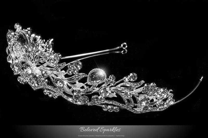 Sabella Victorian Art Deco Crystal Silver Tiara