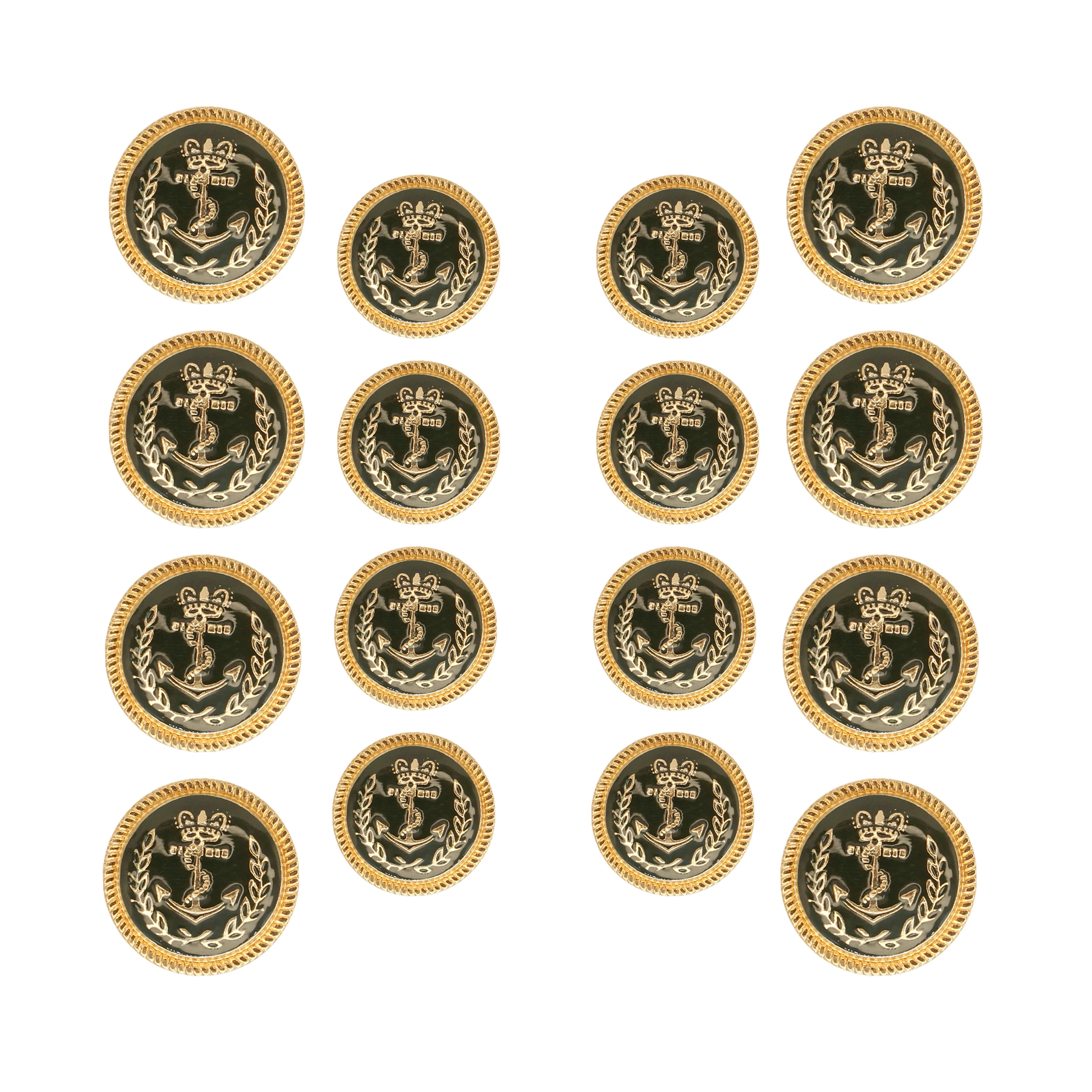 Seafaring Symbols Anchor Design Metal Buttons (8 Big   8 Small)