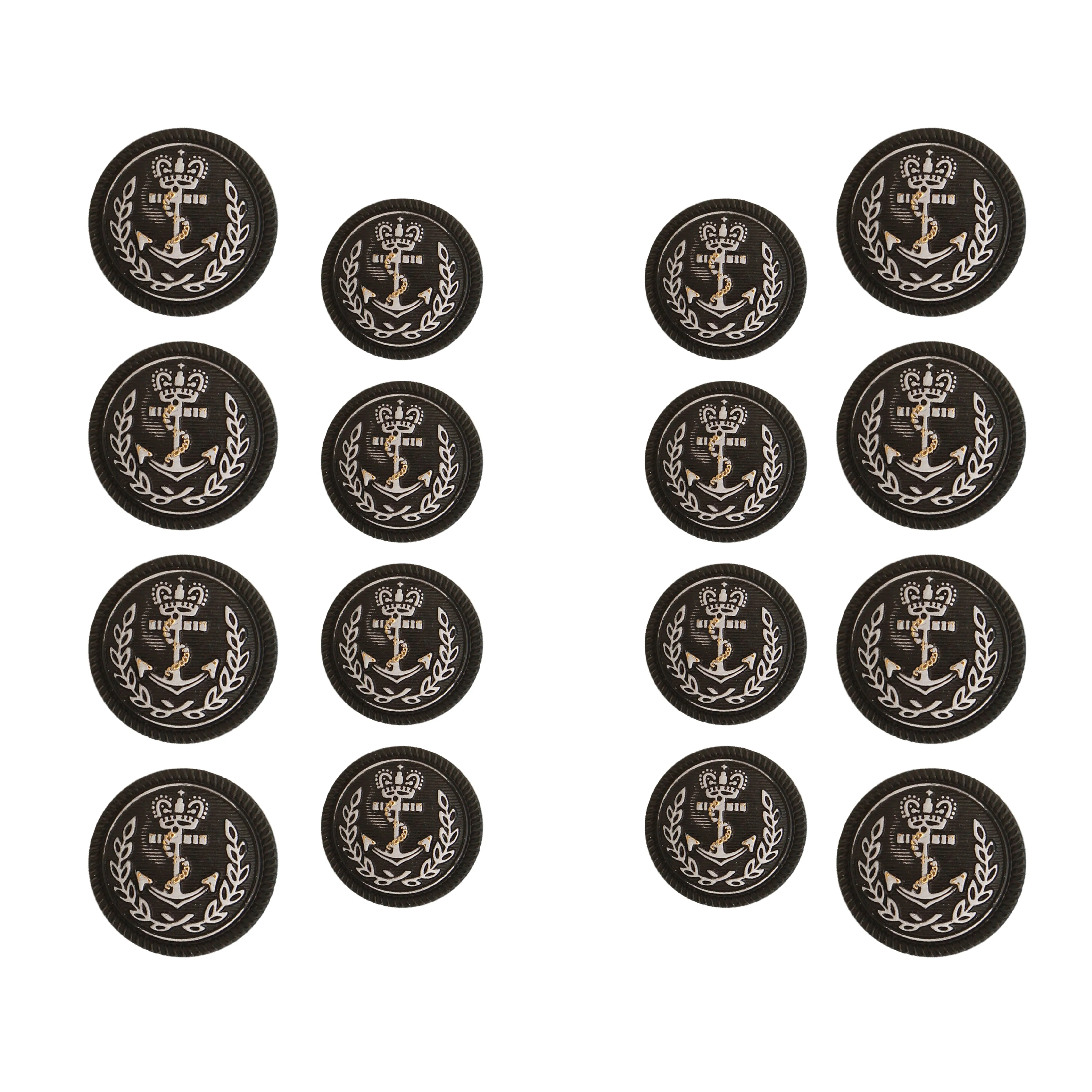 Seafaring Symbols Anchor Design Metal Buttons (8 Big   8 Small)