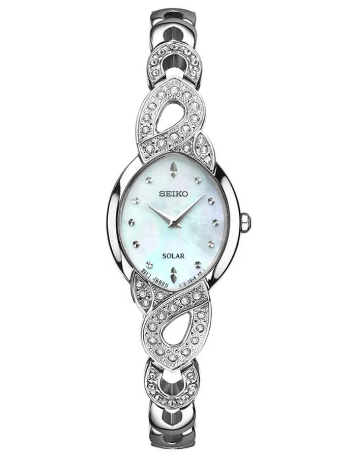 Seiko Womens Solar Swarovski Crystal Gift Set - Mother of Pearl - Necklace