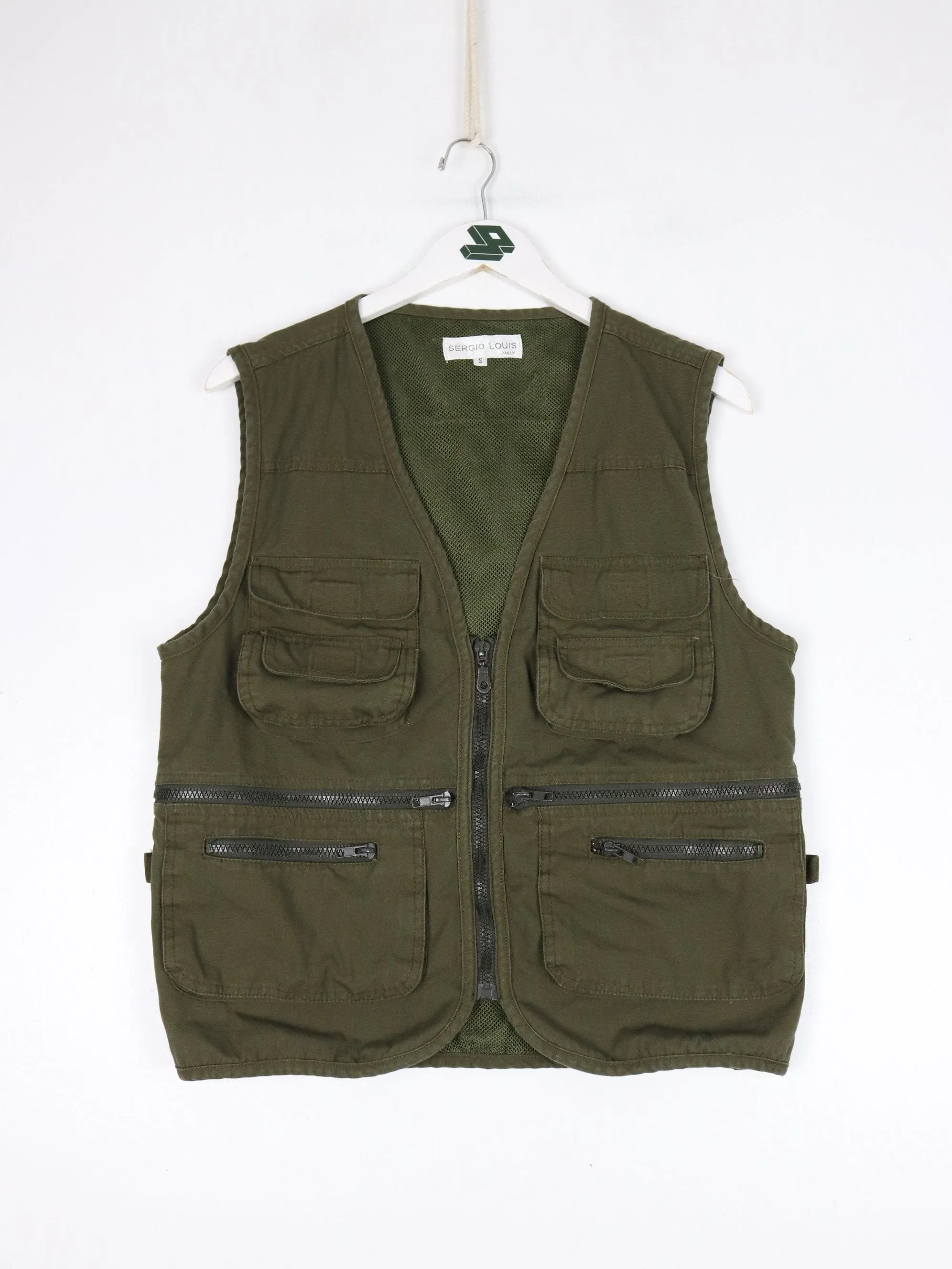 Sergio Louis Vest Mens Small Green Fishing Outdoors