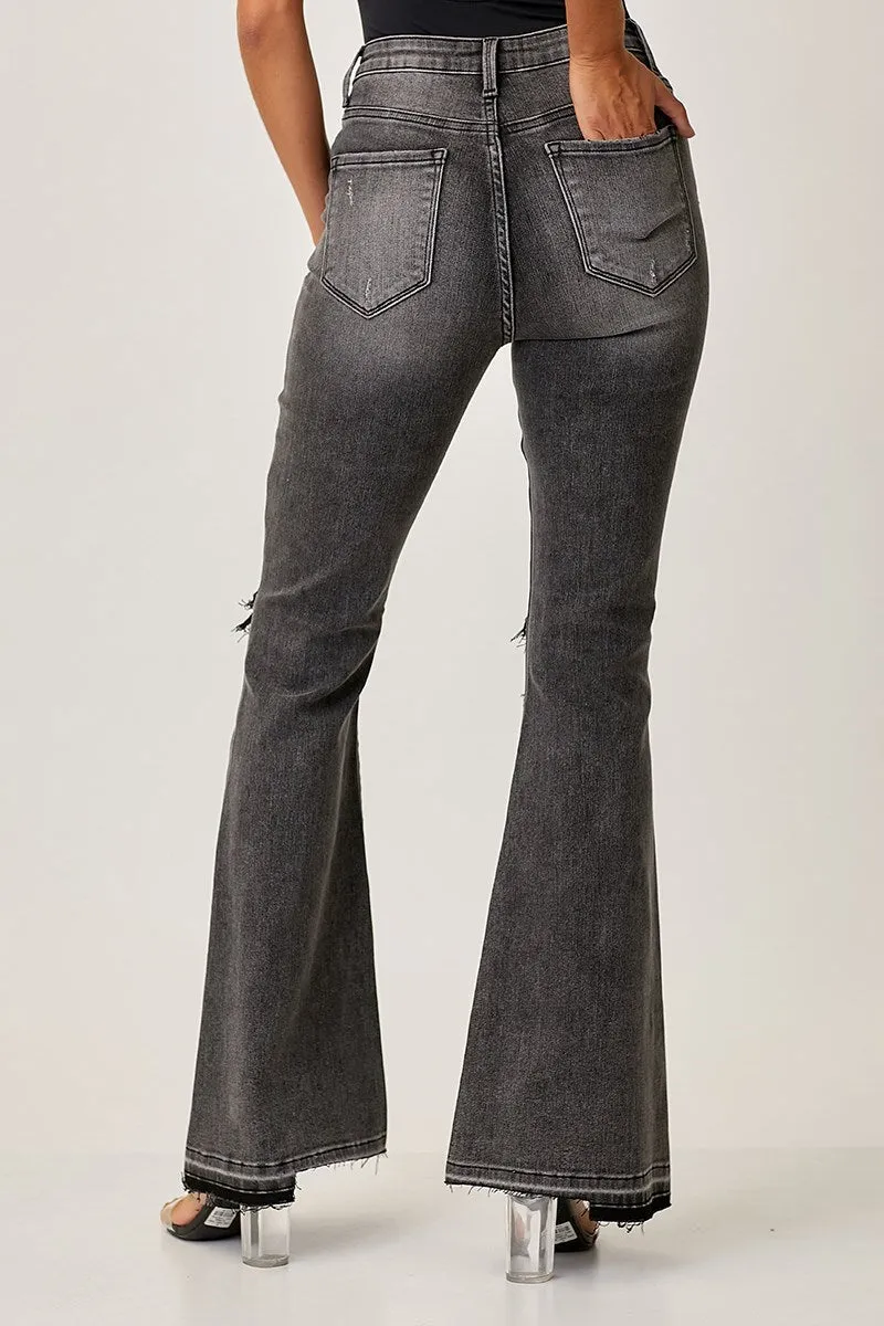 Shadow Hem Black Flared Jeans