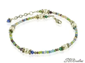 Spring Mist Pastel Crystal Pearl Anklet