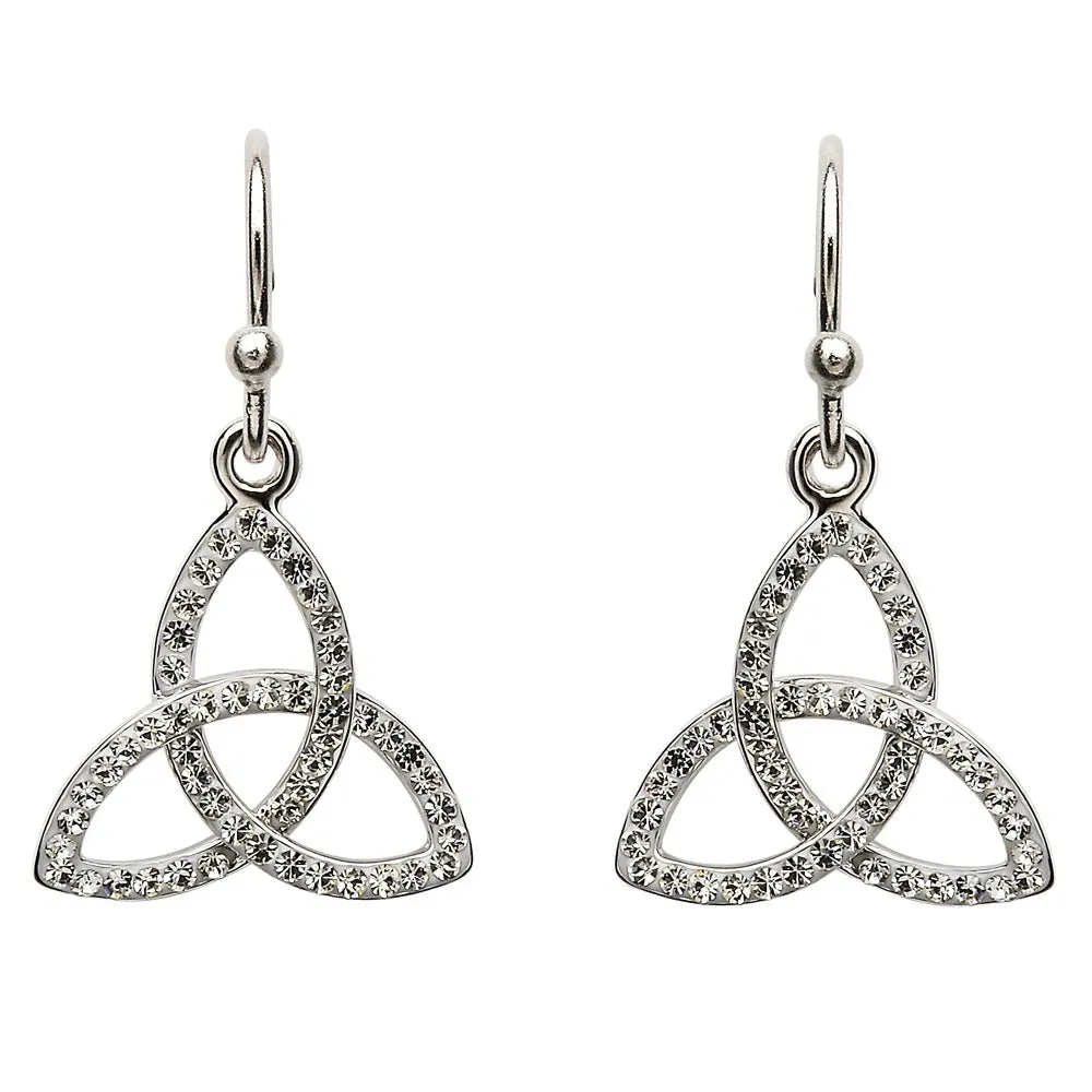 Sterling Silver Trinity Earrings Adorned By Swarovski Crystals SW7