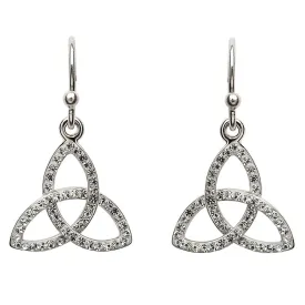 Sterling Silver Trinity Earrings Adorned By Swarovski Crystals SW7