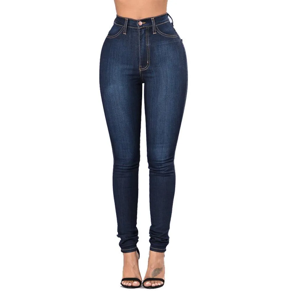 Stretch High Waist Casual Slim Jeans