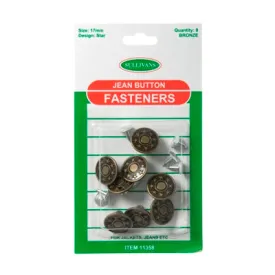 Sullivans Jean Button 8 Pack, Bronze- 17mm