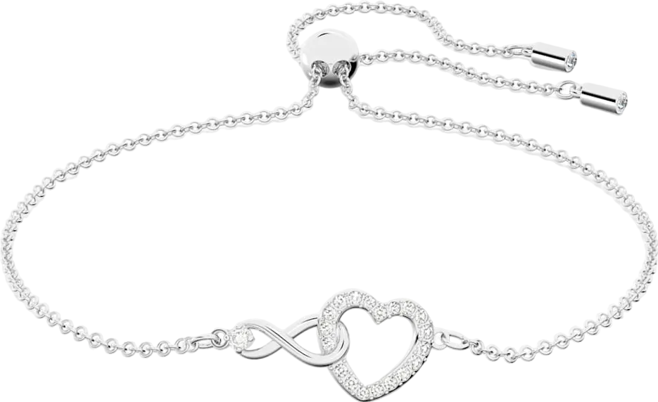 Swarovski Metallic Silver Infinity Heart Rhodium Plated Bracelet One Size