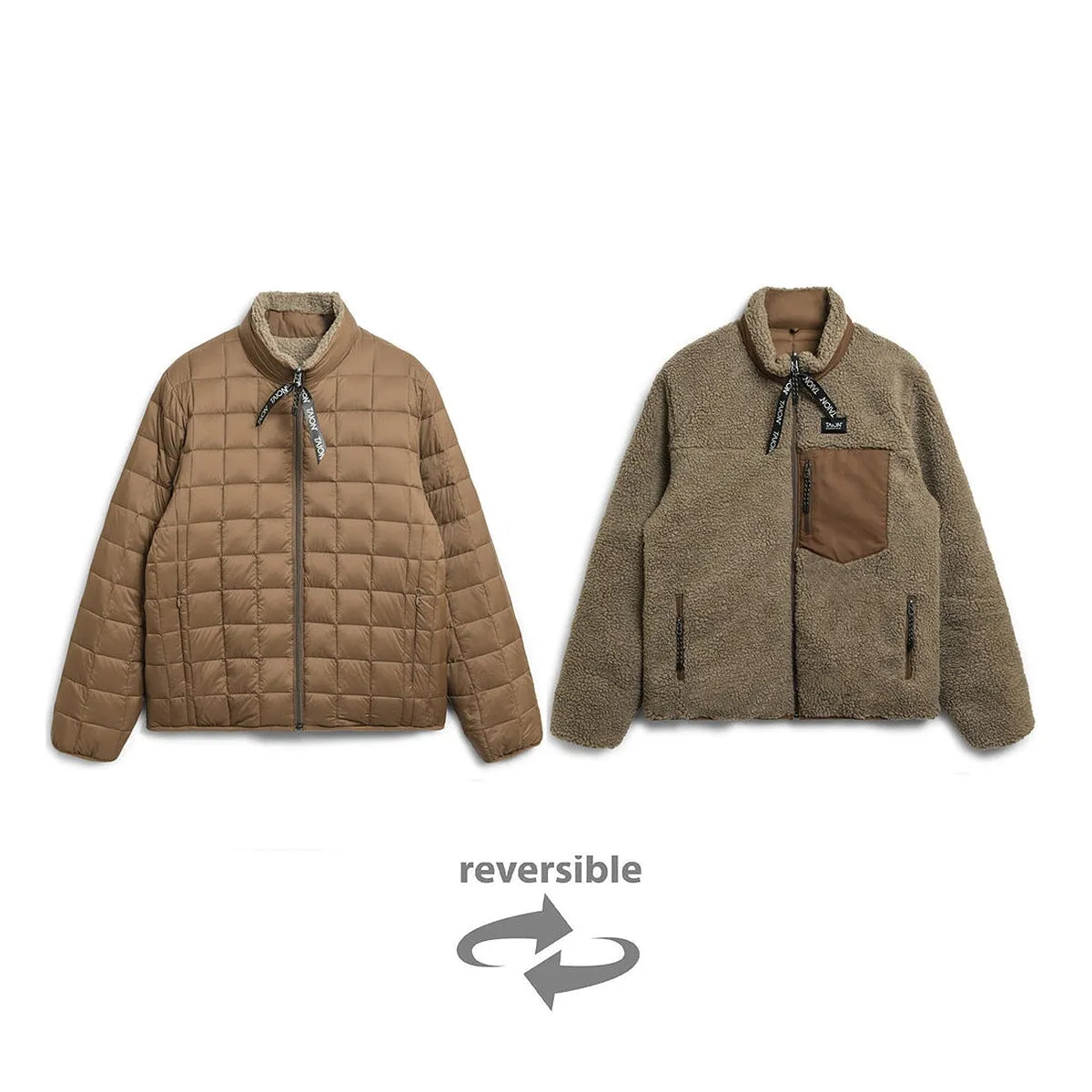 Taion Down Boa Reversible Jacket - Brown-Beige