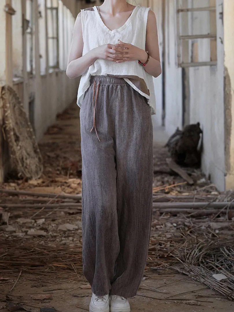 Teresa Woman Cotton Linen Baggy Cargo Pants