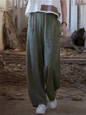 Teresa Woman Cotton Linen Baggy Cargo Pants