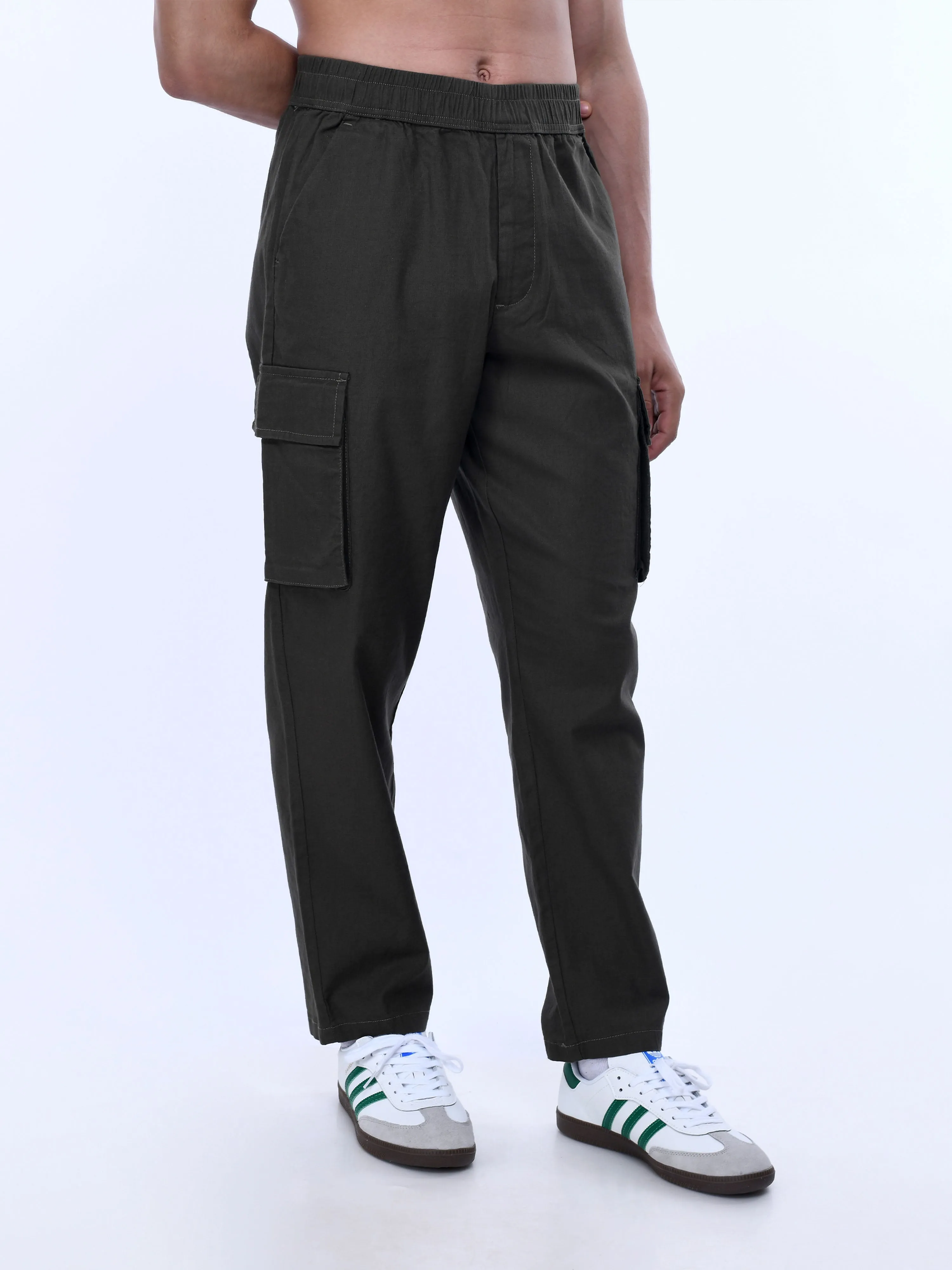 Textured Relaxed Flexiwaist Olive Cargo