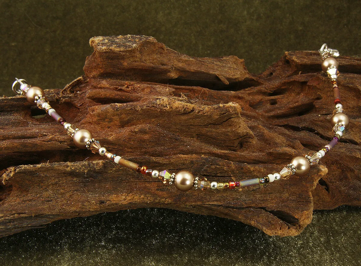 Topaz Almond Pearl Beaded Anklet