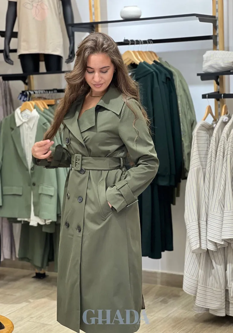 Trench-coat en vert kaki