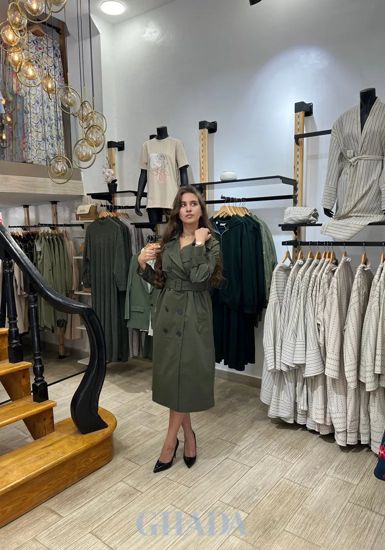 Trench-coat en vert kaki