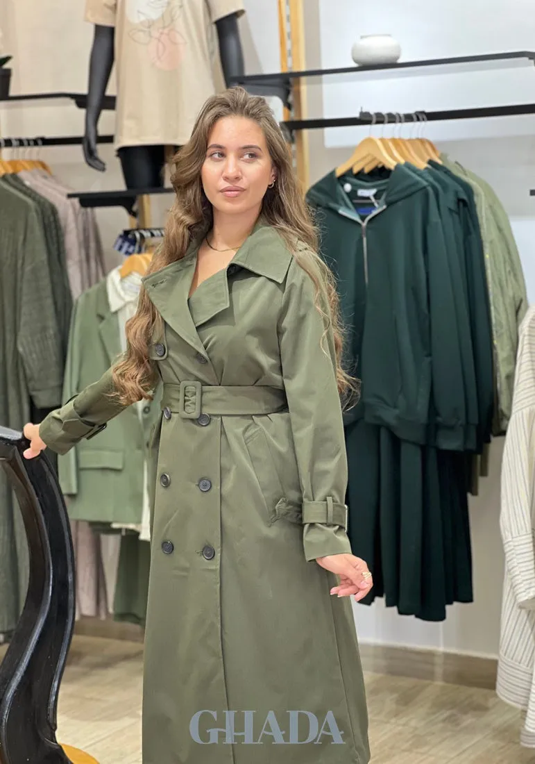 Trench-coat en vert kaki