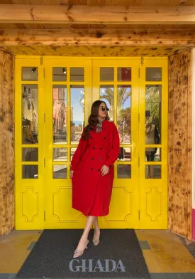 Trench long en rouge