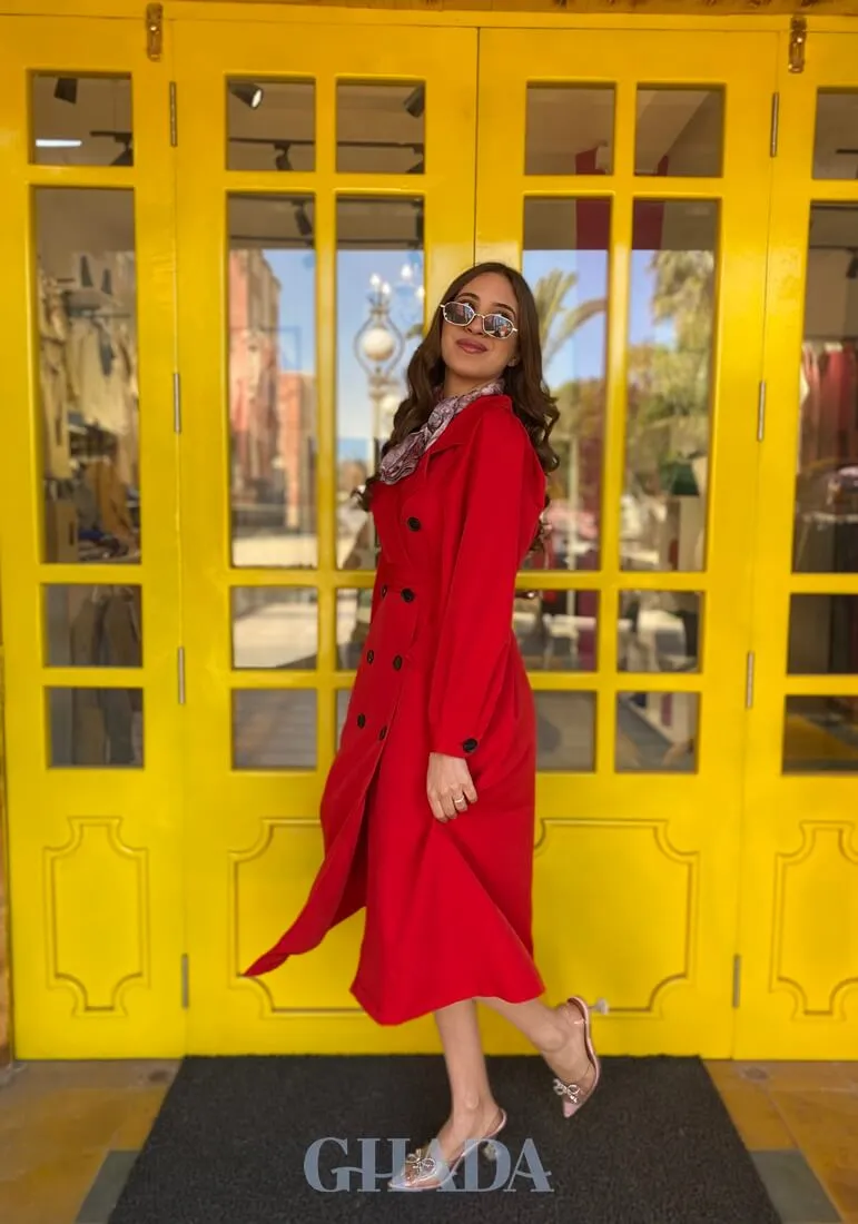 Trench long en rouge