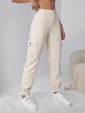 Trendy Flap Pocket Side Cargo Jeans