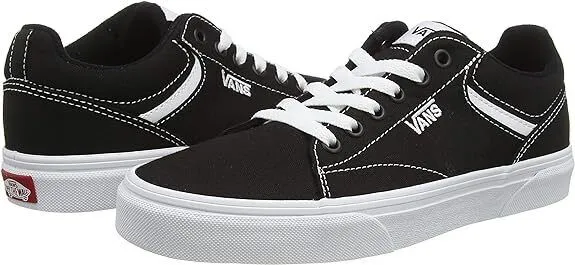 Vans Seldan VN0A4U22187 Womens Black White Canvas Low Top Skateboard Shoes KHO61