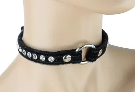 Velvet Choker With One  -O- Ring And Rhinestones
Swarovski Rhinestone