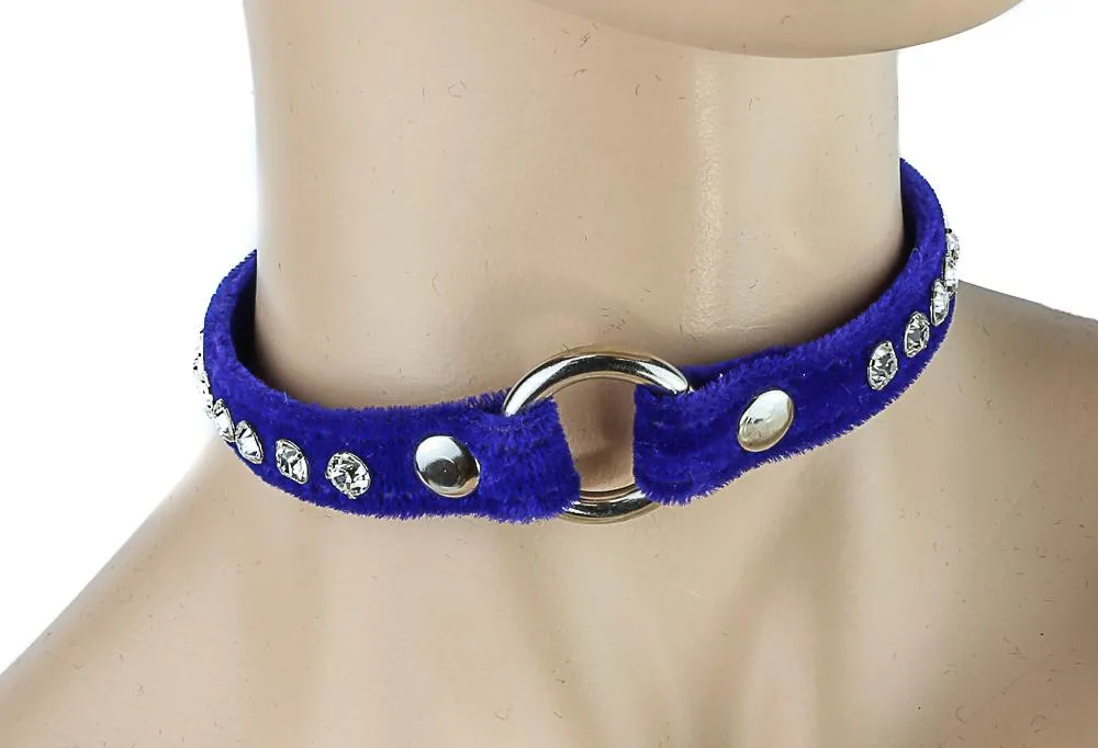 Velvet Choker With One  -O- Ring And Rhinestones
Swarovski Rhinestone