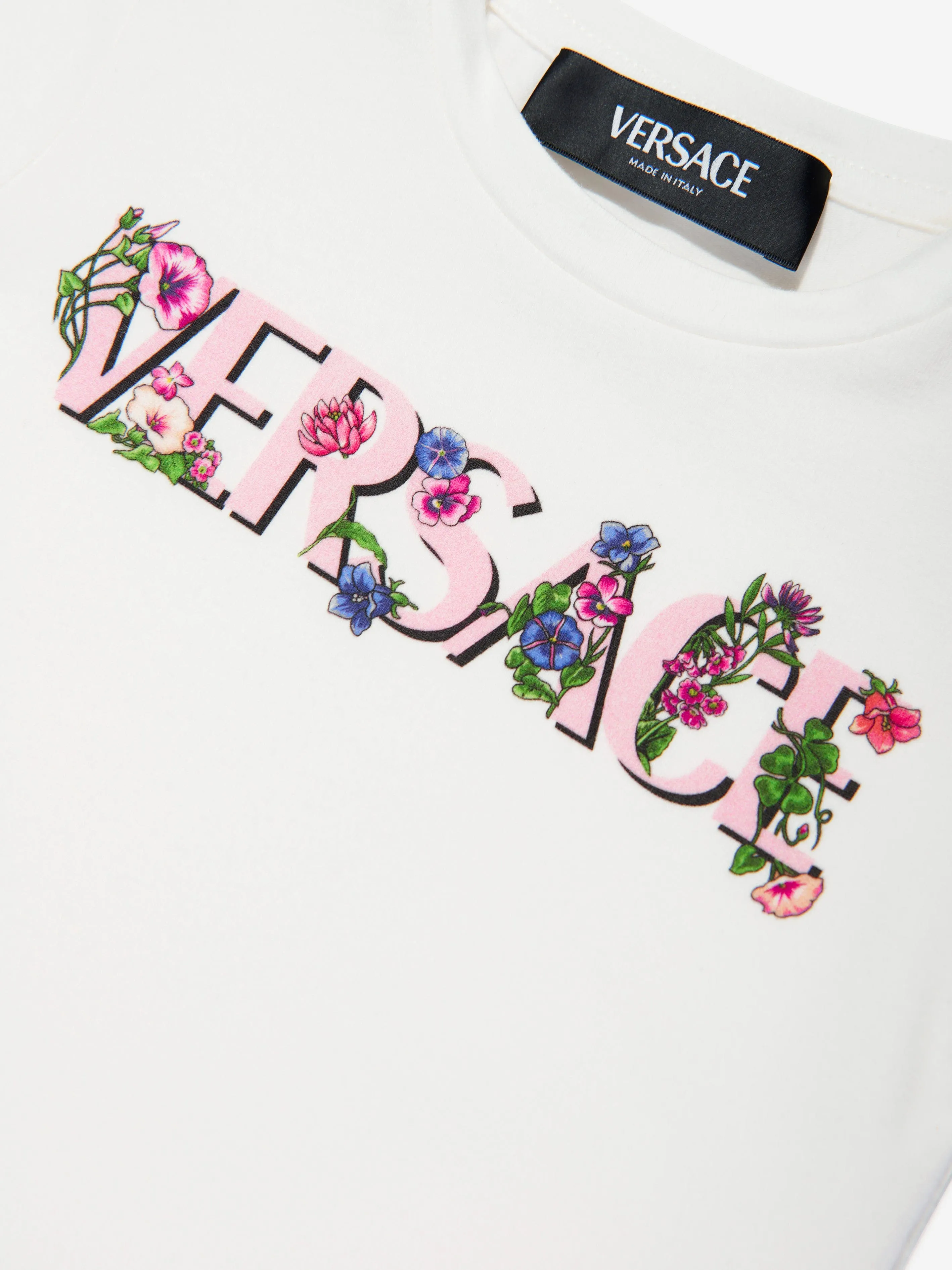 Versace Baby Girls Floral Logo T-Shirt in White