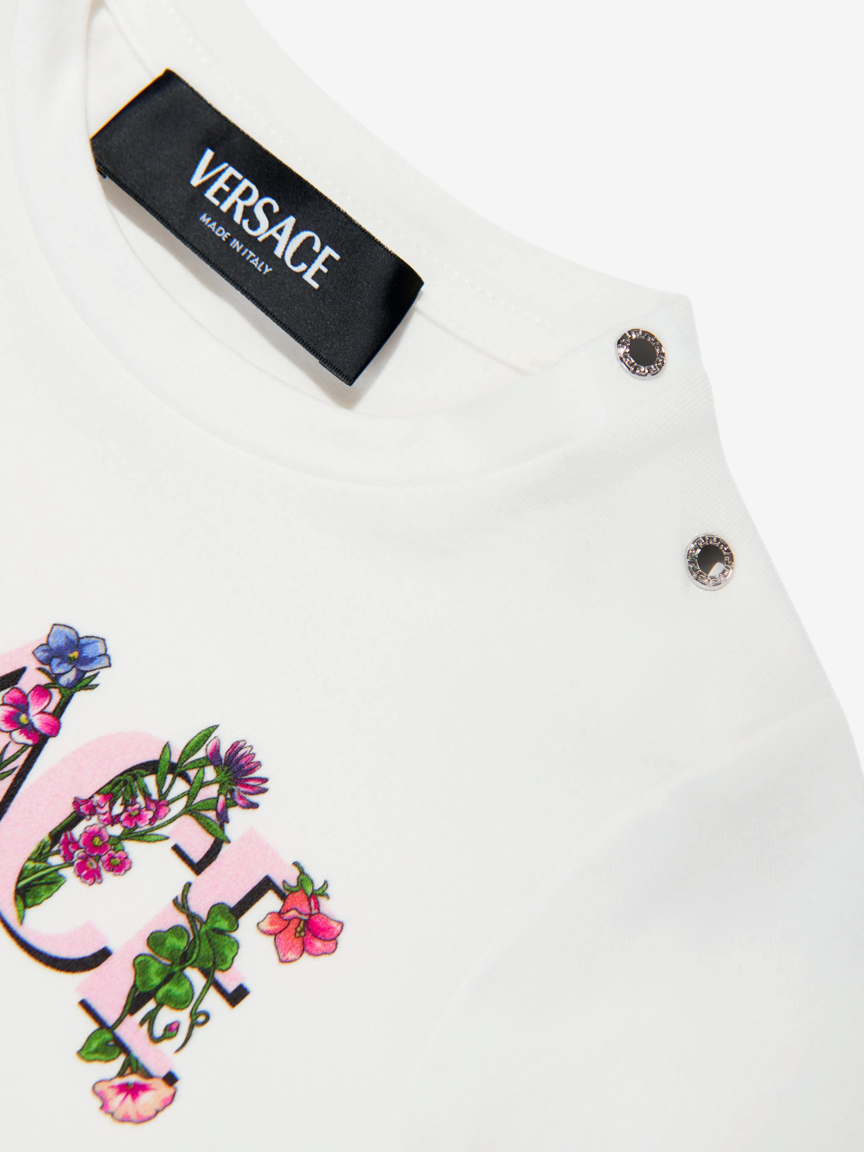 Versace Baby Girls Floral Logo T-Shirt in White