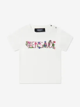 Versace Baby Girls Floral Logo T-Shirt in White