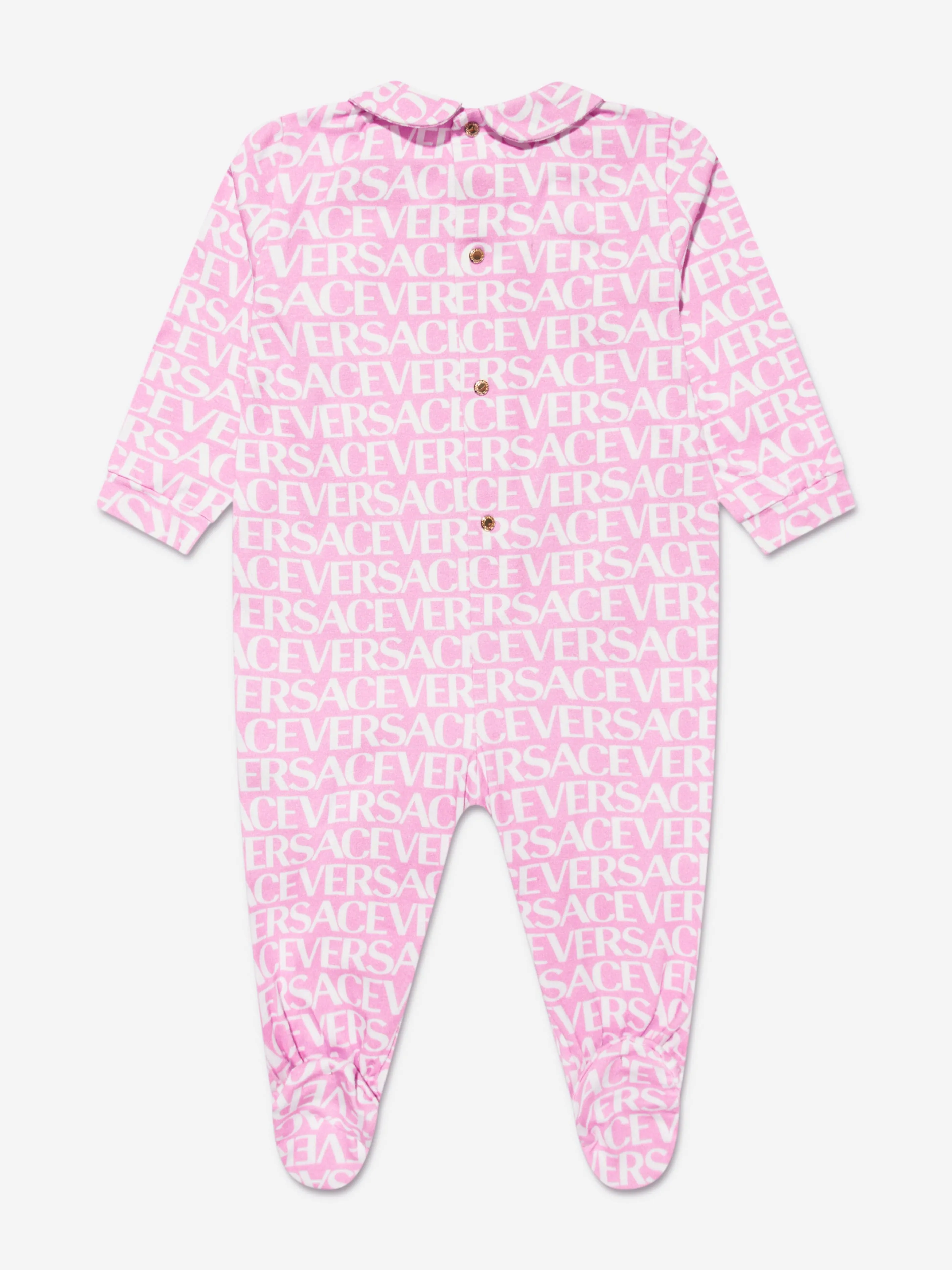 Versace Baby Girls Logo Print Babygrow Gift Set in Pink