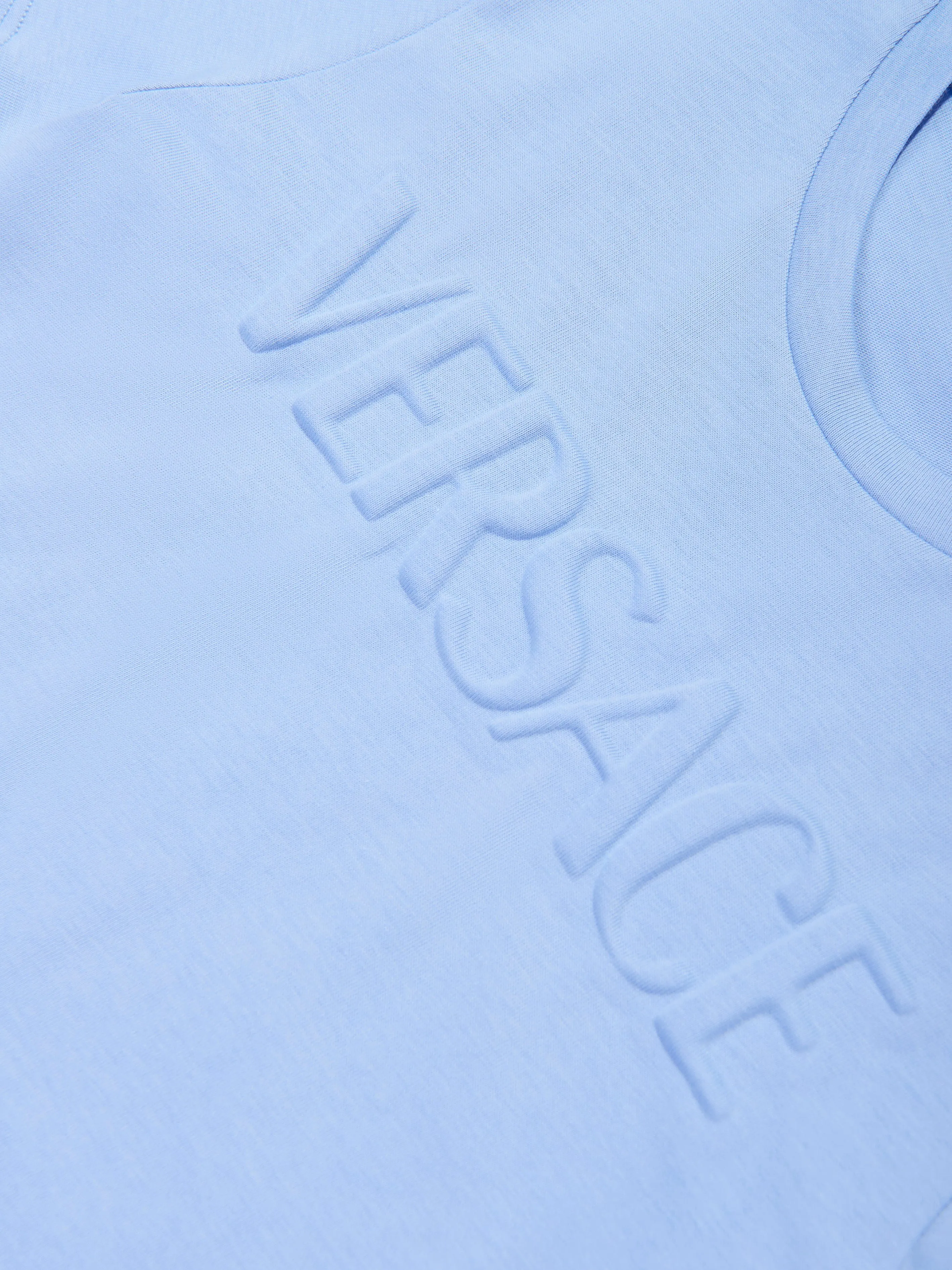 Versace Boys Embossed Logo T-Shirt in Blue