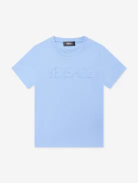 Versace Boys Embossed Logo T-Shirt in Blue