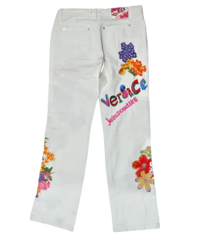 Versace Jeans Couture Flower Embroidered Jeans