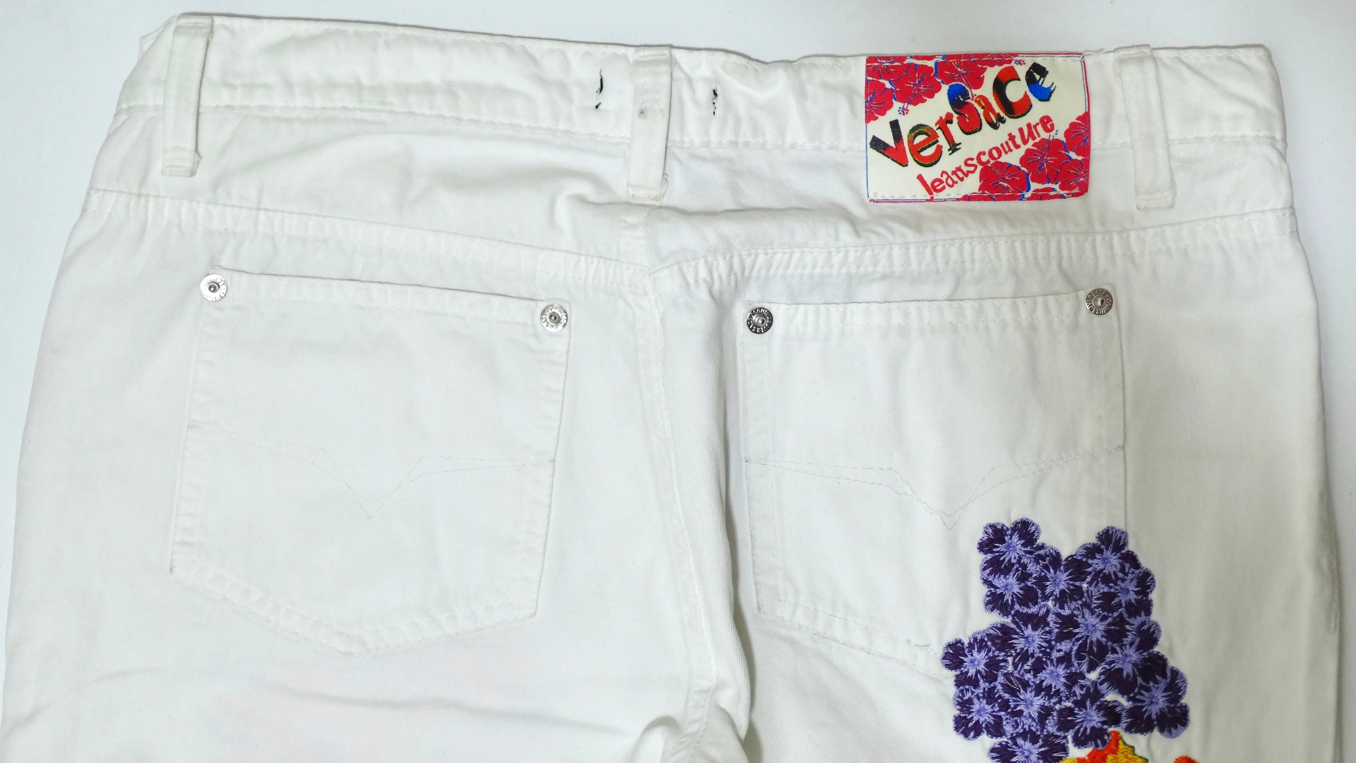 Versace Jeans Couture Flower Embroidered Jeans