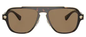 Versace VE 2199 1252LA Aviator Plastic Havana Sunglasses with Orange Polarized Lens