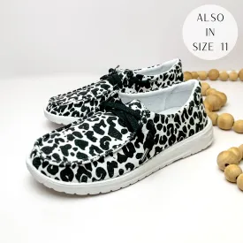 Very G | Have To Run Slip On Loafers with Laces in Black and White Leopard Print