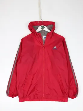 Vintage Adidas Windbreaker Youth Large Red Hooded Jacket