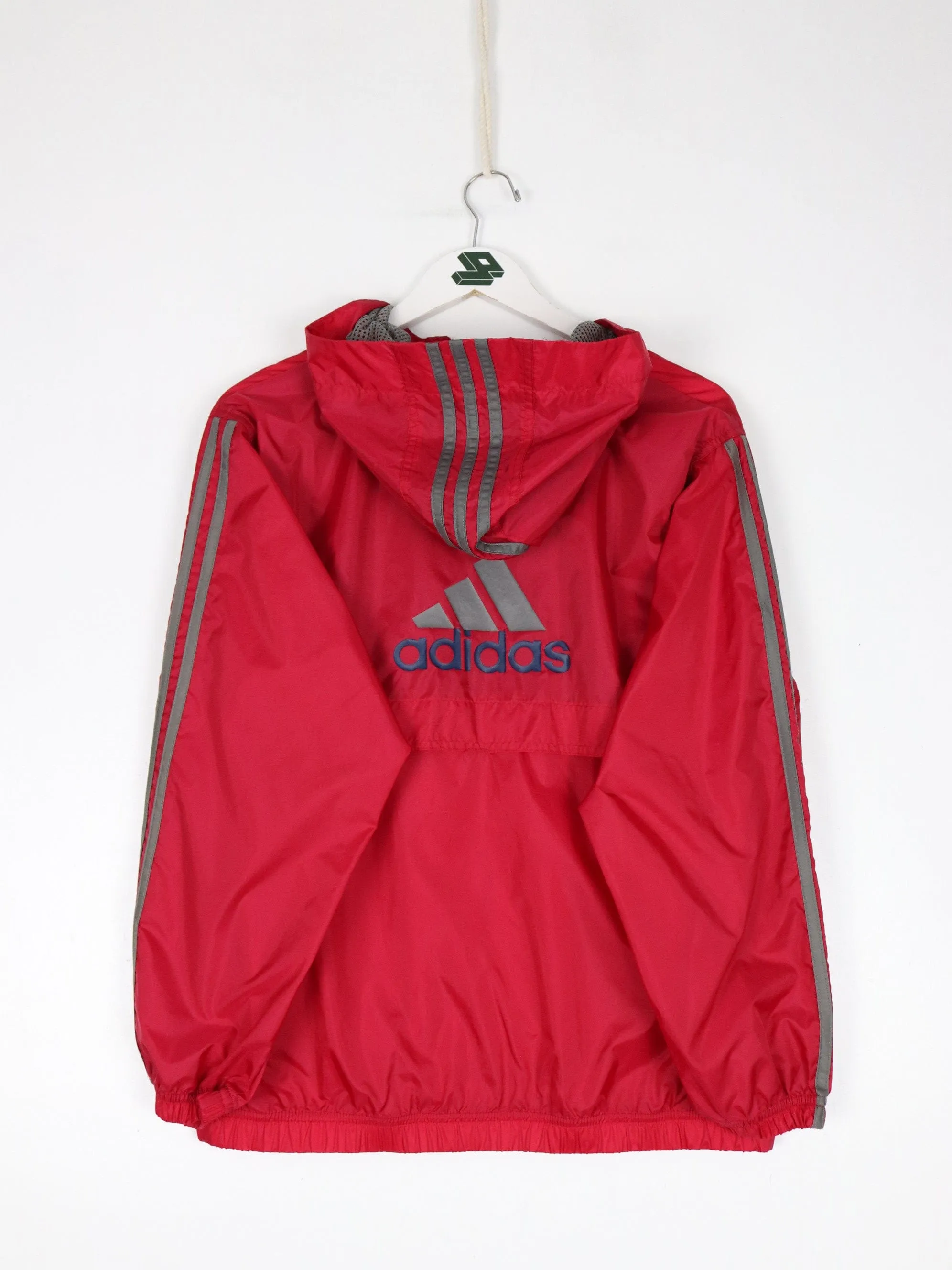 Vintage Adidas Windbreaker Youth Large Red Hooded Jacket