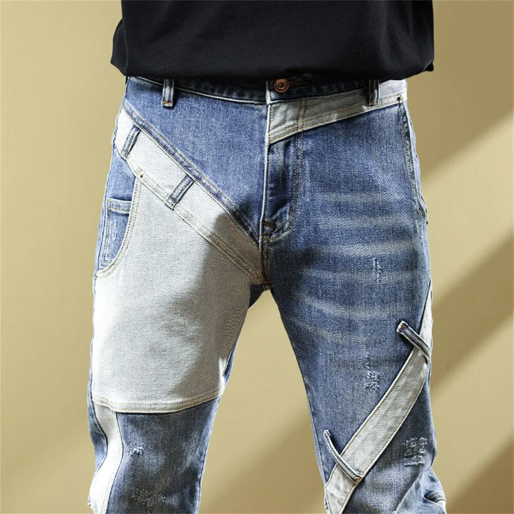 West Louis™ Fashion Pockets Desinger Streetwear Relaxed Jeans