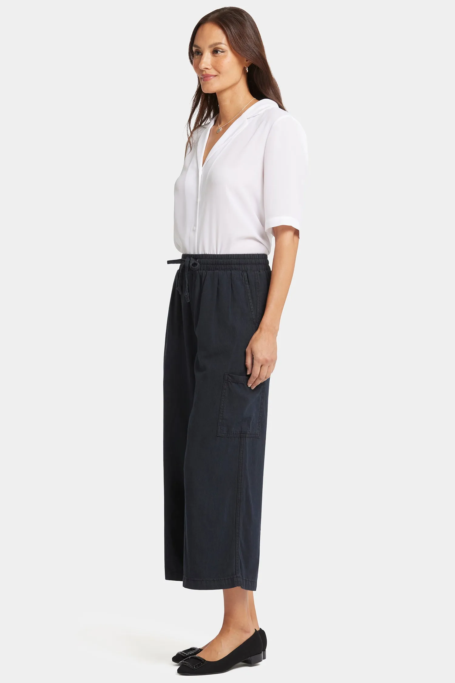 Whitney Crop Pull-On Cargo Pants  - Overdye Black