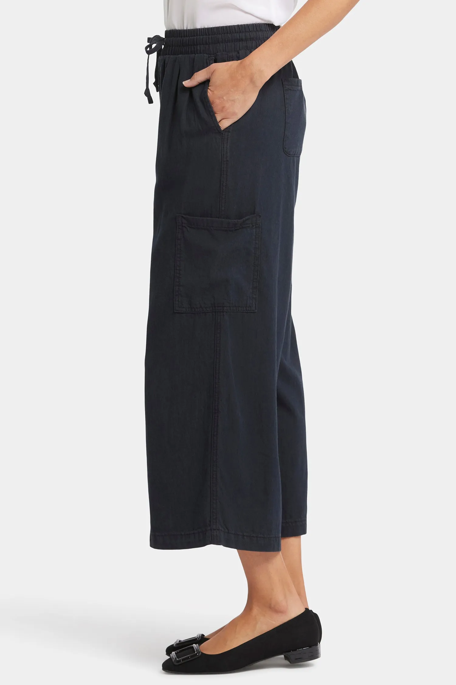 Whitney Crop Pull-On Cargo Pants  - Overdye Black