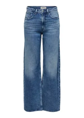 Wide Leg Jeans in Medium Blue