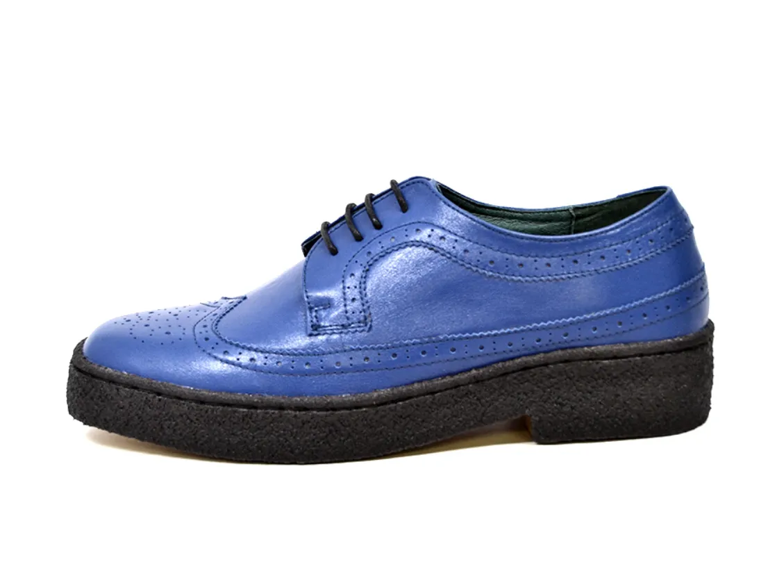 Wingtip Low Cut Cobalt Blue Leather