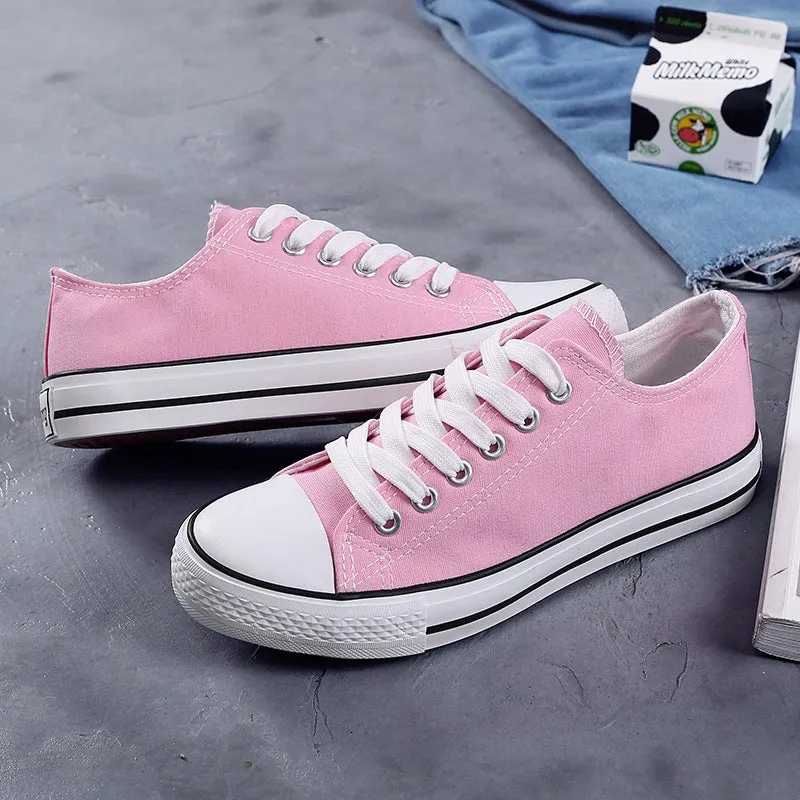 Women's Korean Evergreen Colored Flat Schoolgirl Candy Canvas Shoes