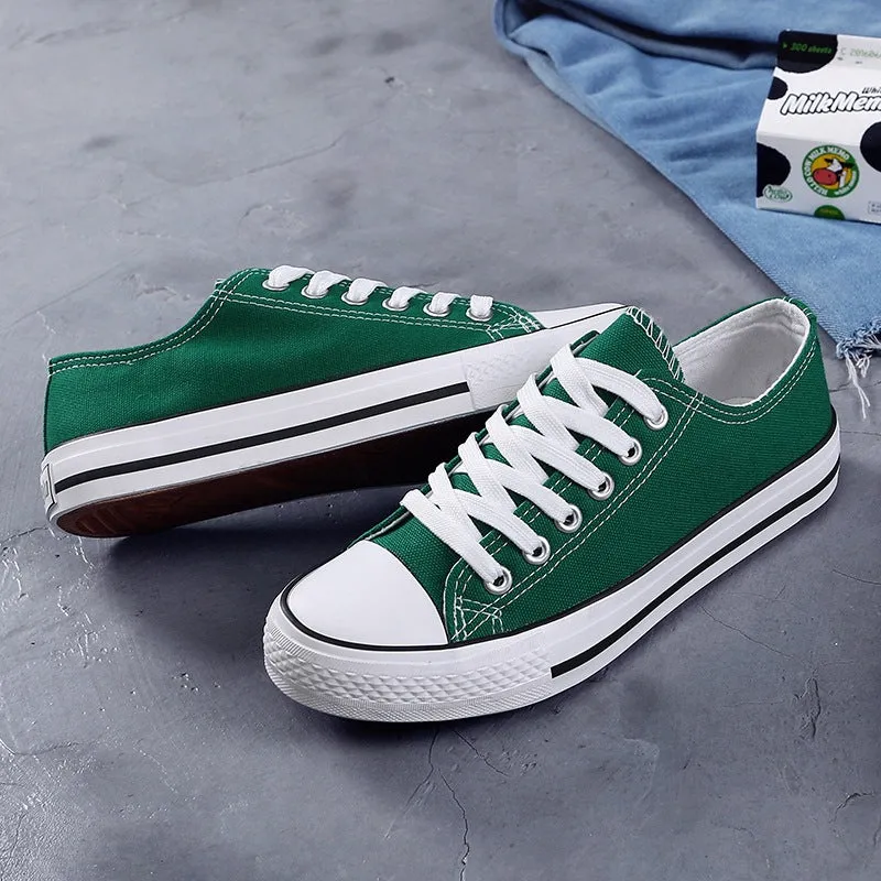 Women's Korean Evergreen Colored Flat Schoolgirl Candy Canvas Shoes