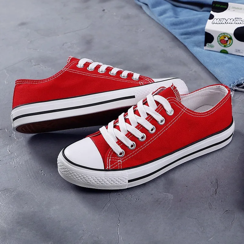 Women's Korean Evergreen Colored Flat Schoolgirl Candy Canvas Shoes