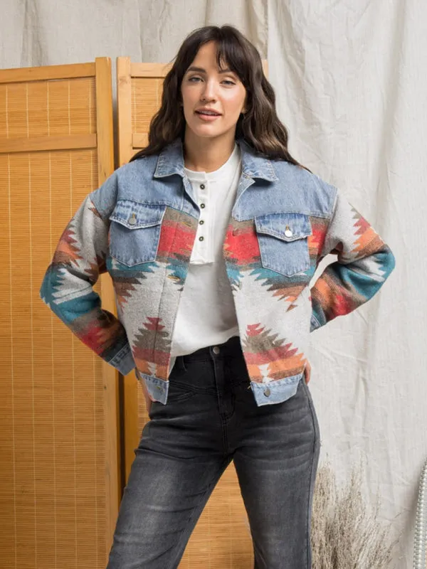 Women's Printed Denim Jacket