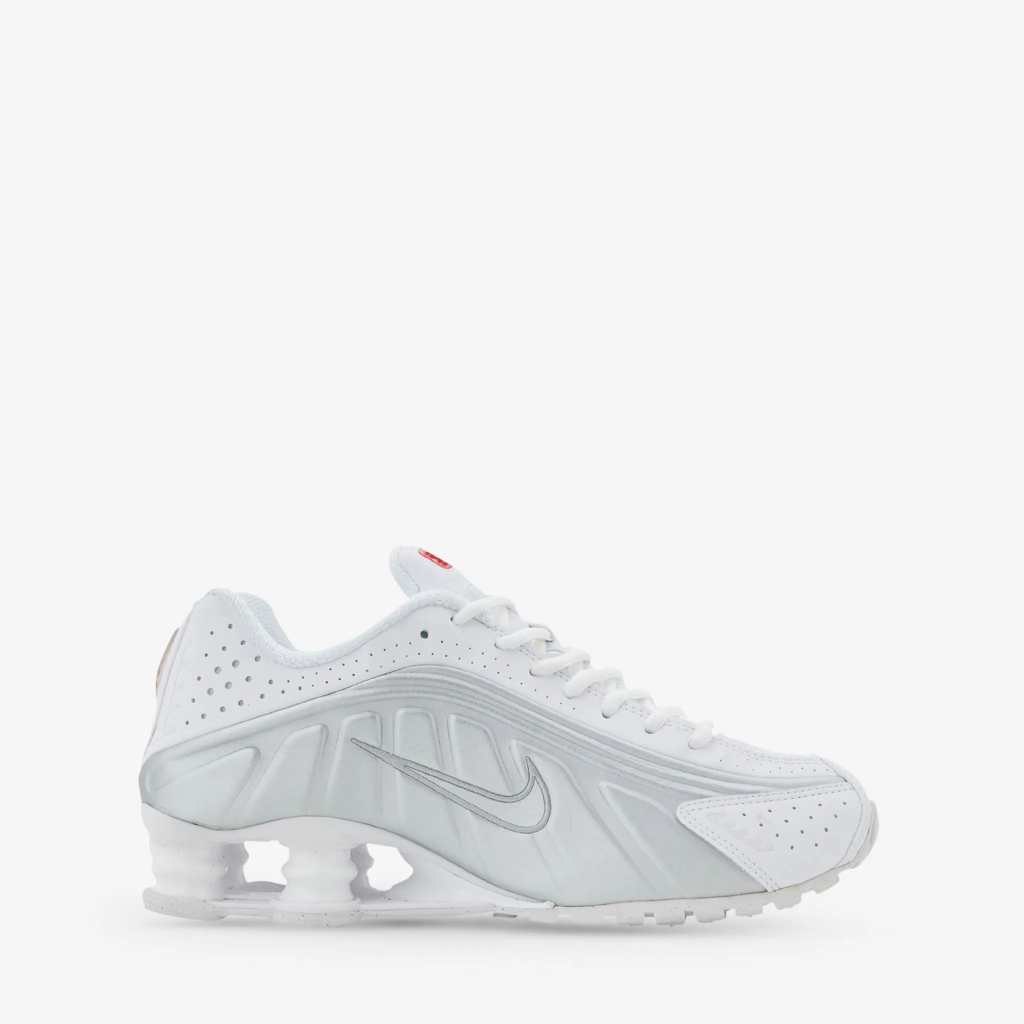 Women's Shox R4 White | White | Metallic Silver | Max Orange