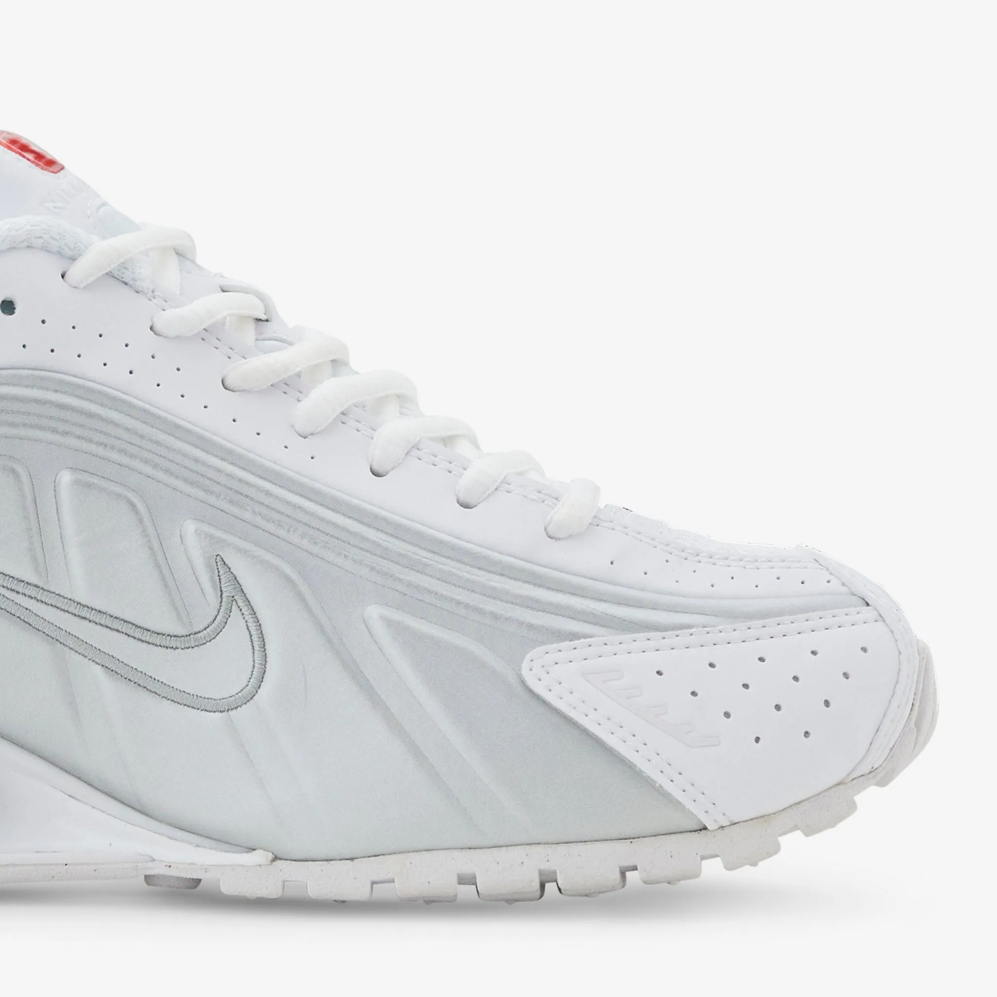 Women's Shox R4 White | White | Metallic Silver | Max Orange