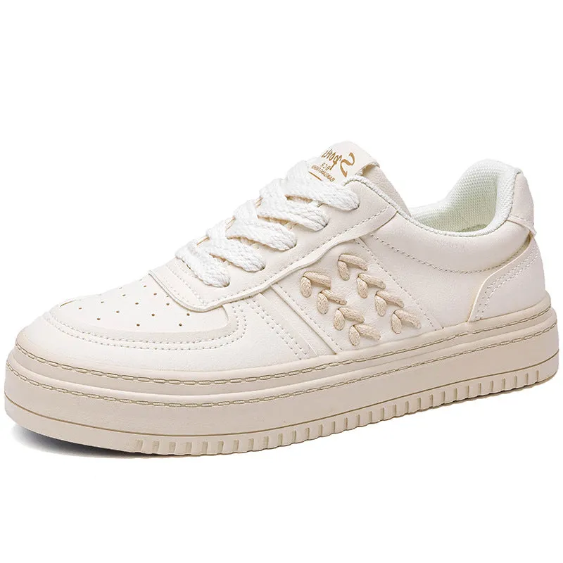 Women's White Thick-soled Fashionable Versatile Niche Comfortable Canvas Shoes